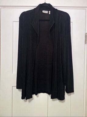 Chico’s Travelers Open Front Cardigan Size 1 Black Lightweight Travel Jacket